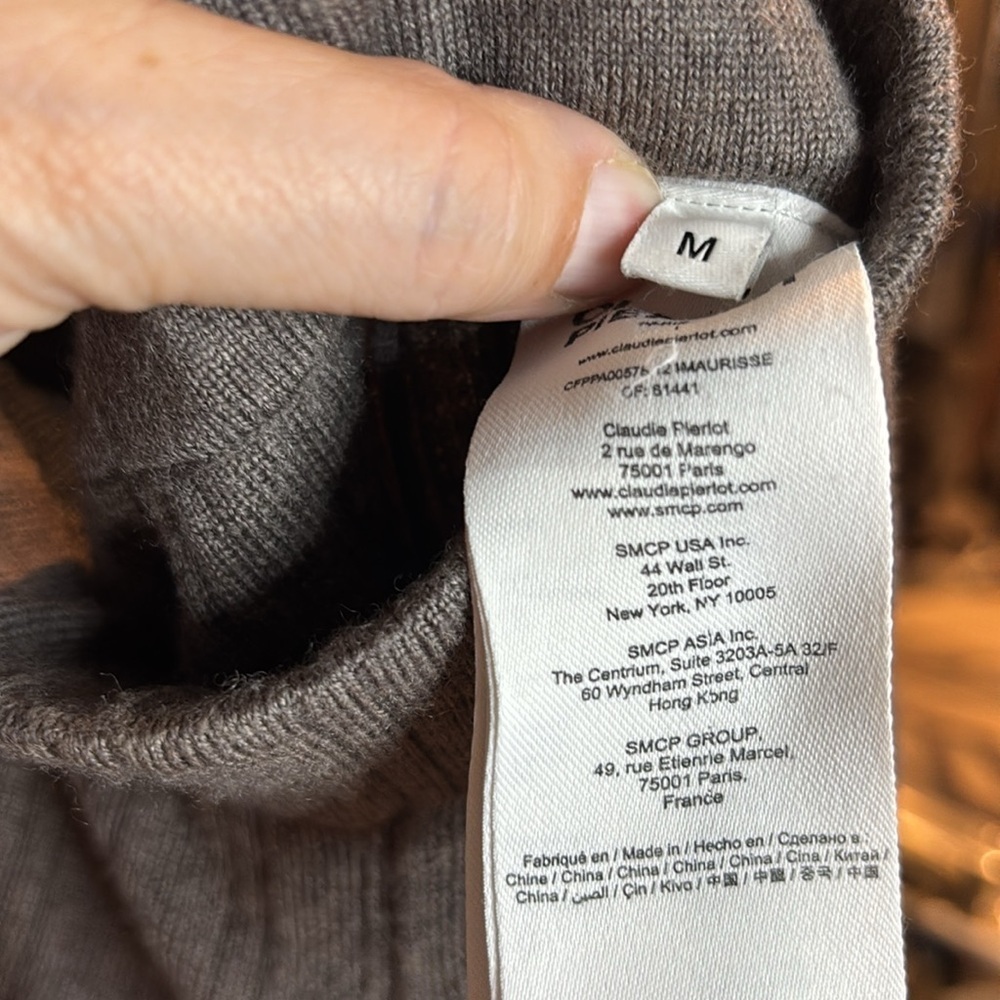 EUC CLAUDIE PIERLOT Women's Muted Brown Knit Set top size L pants size M - Picture 12 of 14